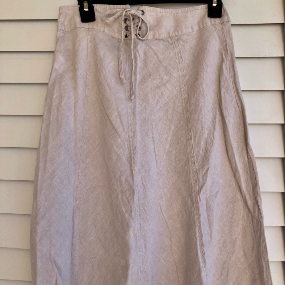 Tahari 100% Linen Lace-Up Maxi Skirt | Size 6 | Neutral Beige - Picture 5 of 16